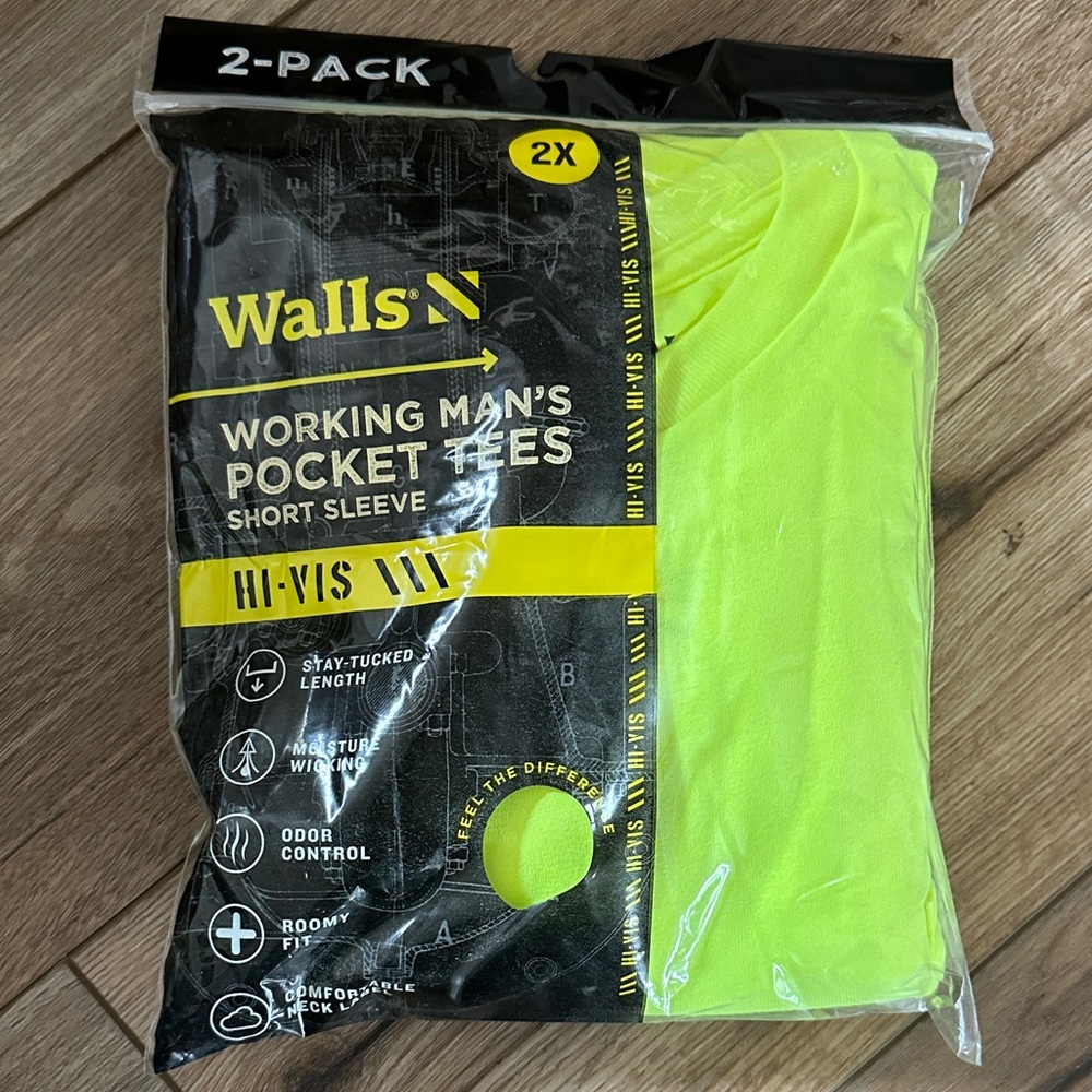 Walls Hi-Vis Neon Yellow Pocket Tees 2-Pack